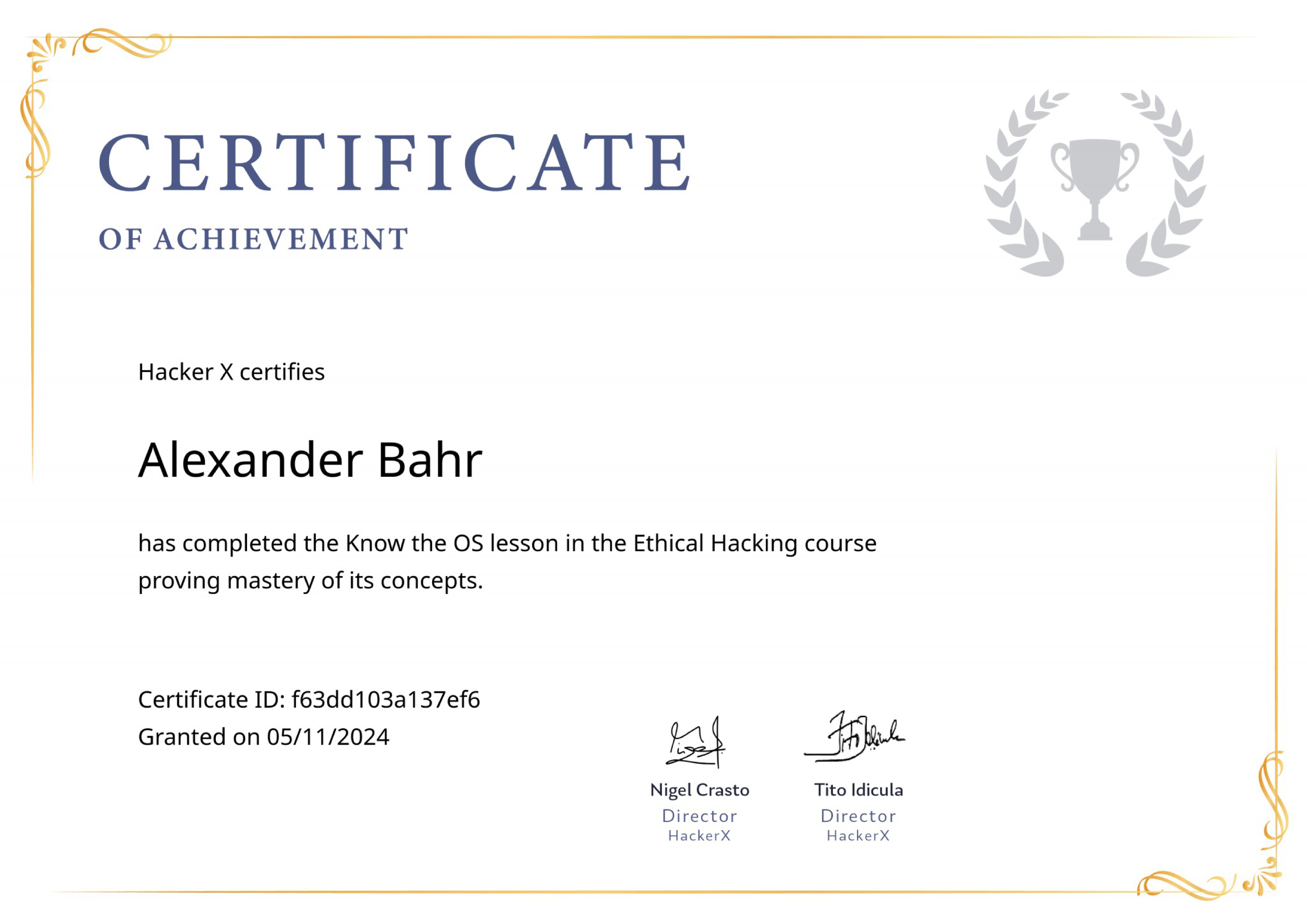 Zertifikat zu Betriebssystem-Grundlagen